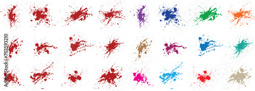 Hand-drawn grunge texture black, orange, green, purple, wheat, red color graffiti painted splatter brush stroke design set