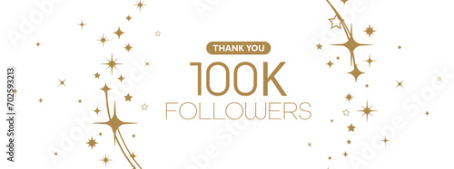 Thank you 100k followers card on white background	