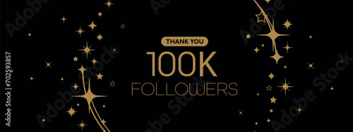 Thank you 100k followers card on white background	
