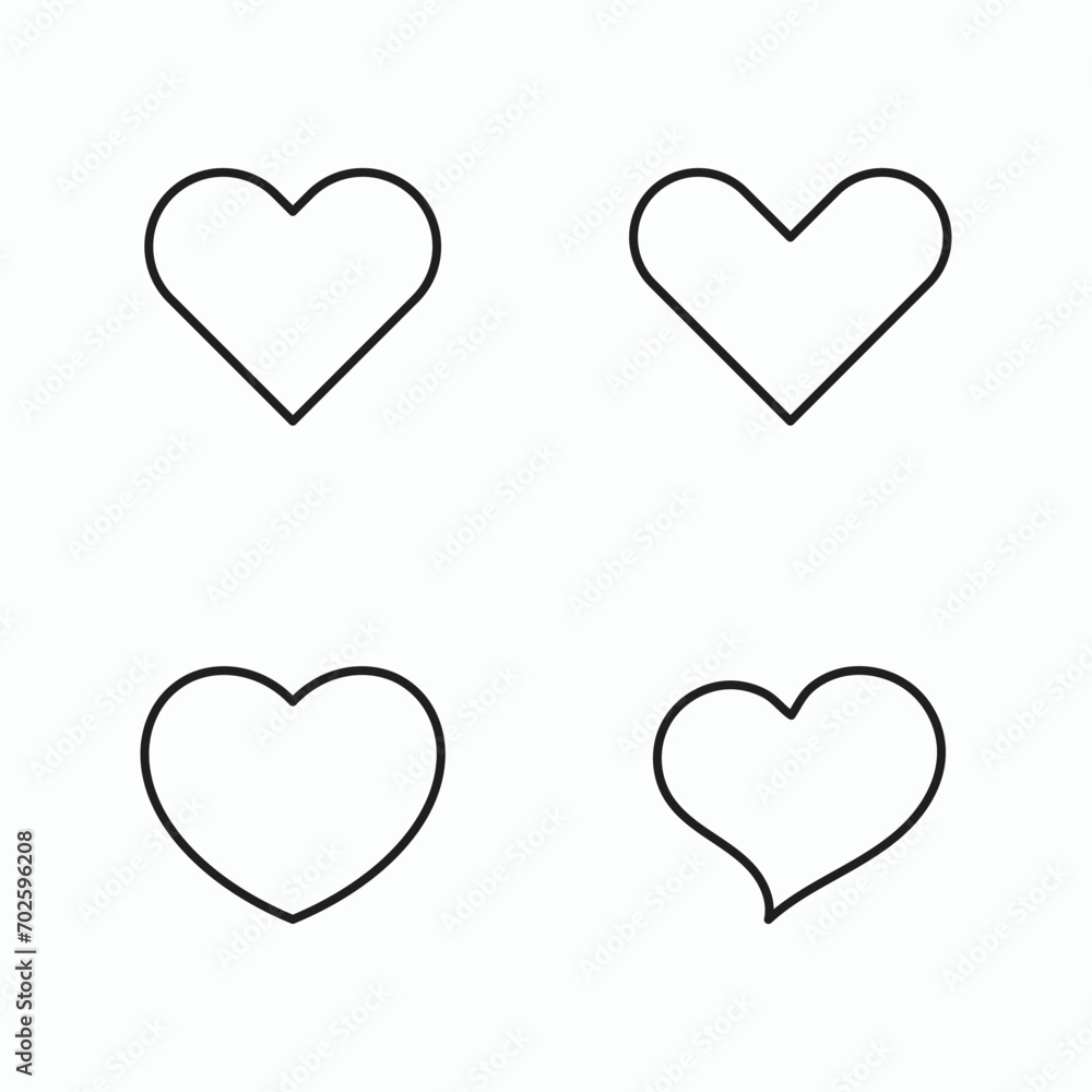 Set of  heart icons on white background (Editable Stroke), Vector illustration