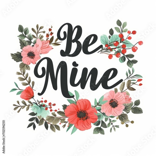 Be Mine  Handwritten Calligraphy Text  On A White Background  AI generated