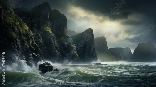 Majestic Coastal Cliff with Crashing Sea Waves