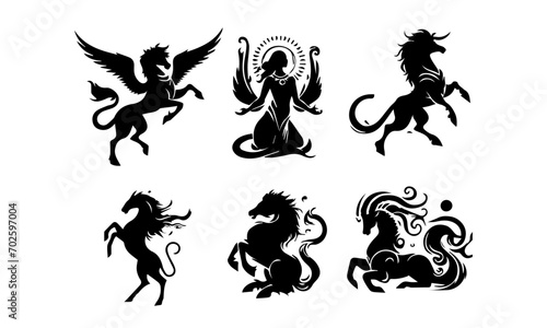 Mythological Monsters detailed Vector or Silhouettes set 02 photo