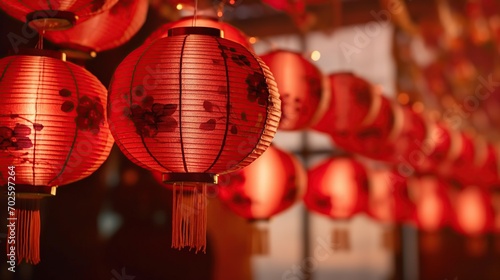 Chinese red paper lanterns. Chinese New Year celebration © Svitlana