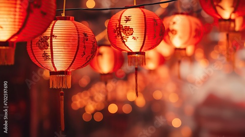 Chinese red paper lanterns. Chinese New Year celebration