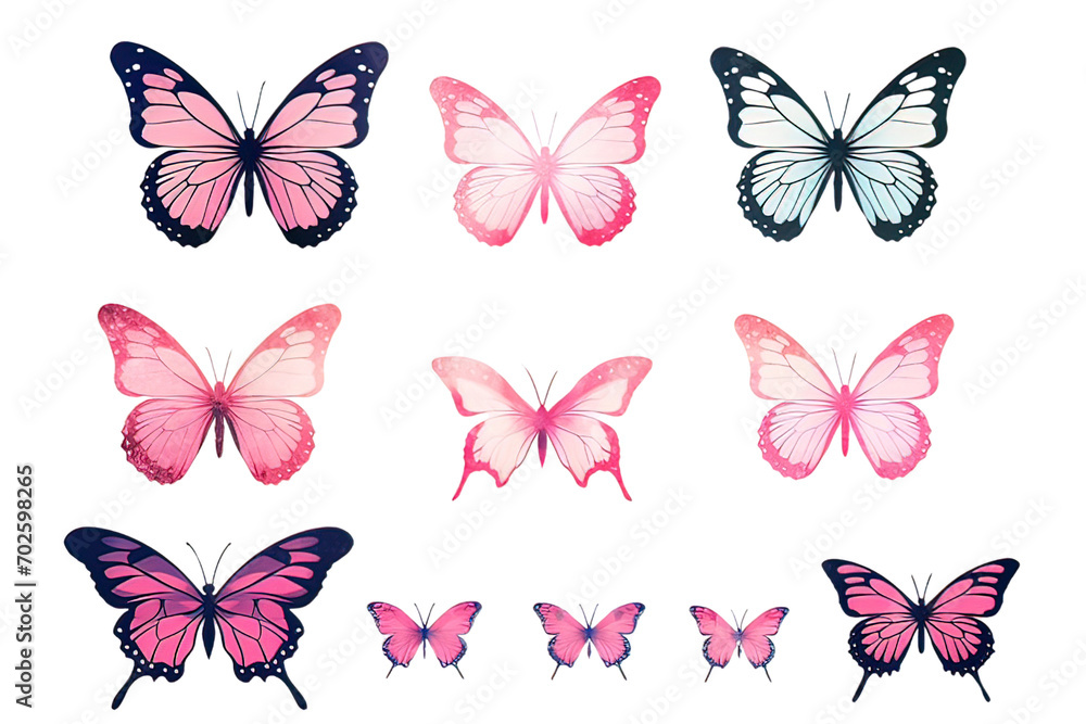 Set of butterfly silhouettes Set of butterfly silhouettes