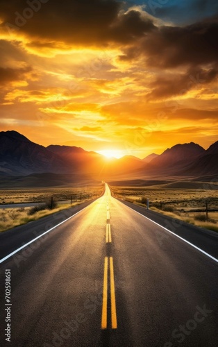 Capture of a Lonely Road at Sunrise