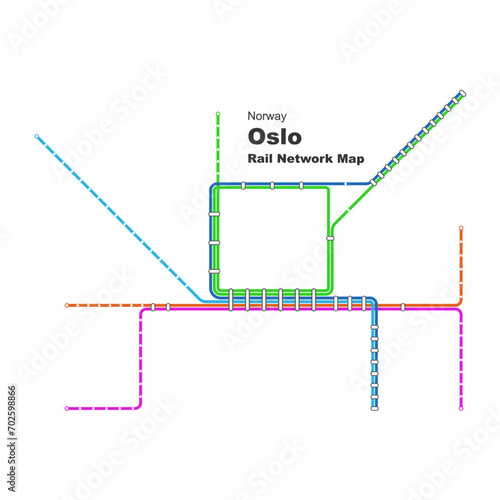 Layered editable vector illustration of Rail Network Map of Oslo,Norway