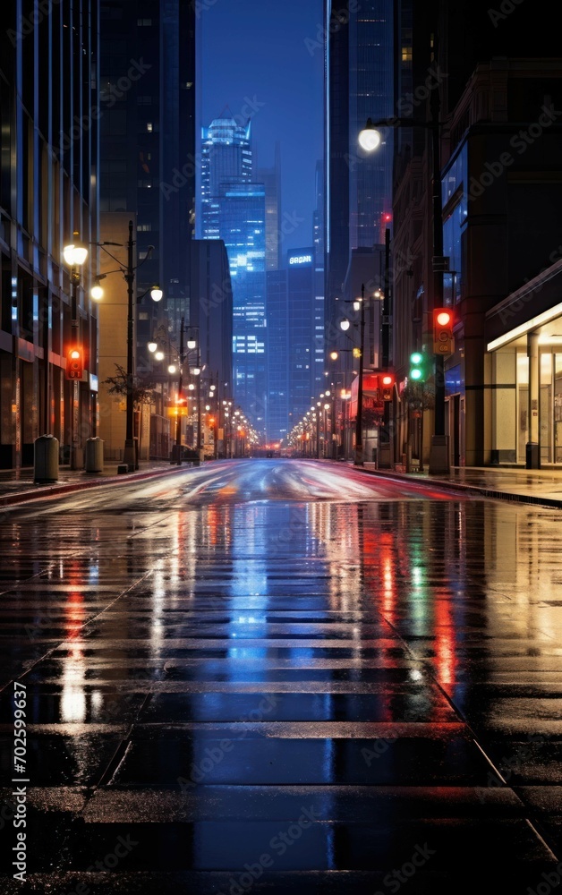 Picture of a Modern City Road at Night