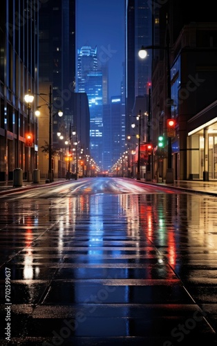 Picture of a Modern City Road at Night