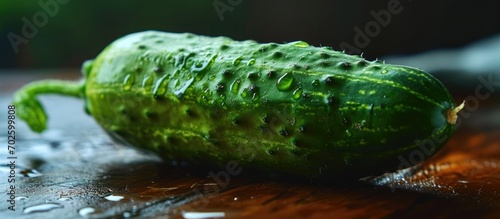 A photo of a preserved cucumber