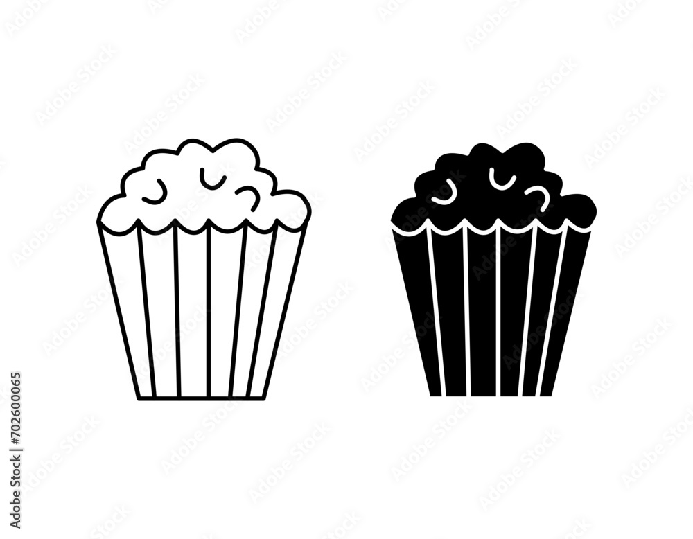 Popcorn icon set. Vector illustration