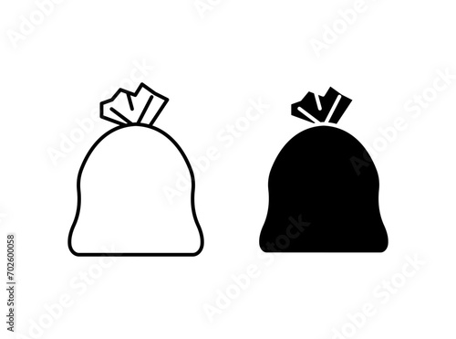 Trash bag icon set. Vector illustration photo