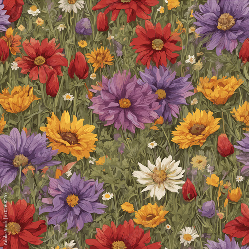 Colorful flowers background  Flowers patterns with a summer scent.