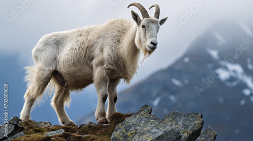 Tatras stone hosts a lively mountain goat