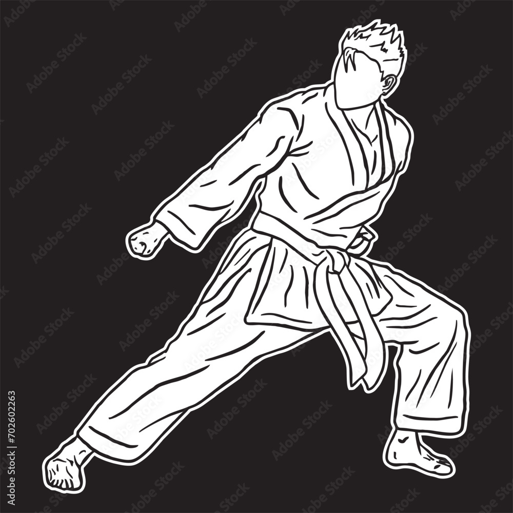 Fototapeta premium karate icon black white silhouette vector logo