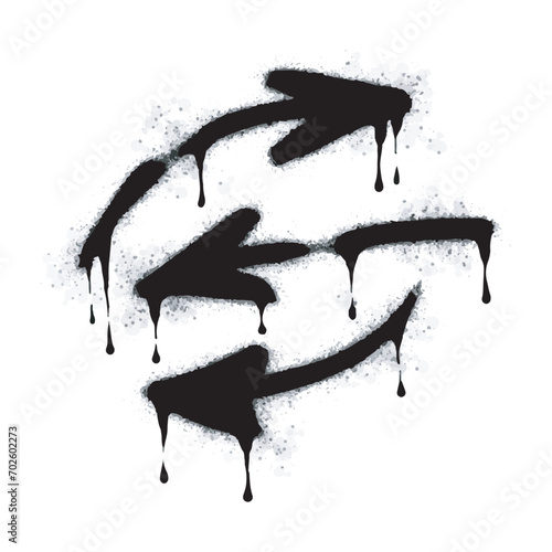 Spray Painted Graffiti arrow Sprayed isolated with a white background. graffiti arrow with over spray in black over white. Vector illustration.