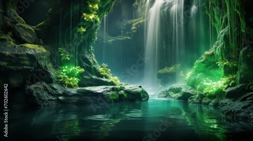 Emerald Waterfall Cascading Down