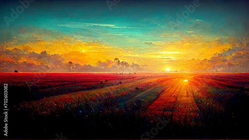 colorful sunset landscape sunrise background abstract gradient #702603082