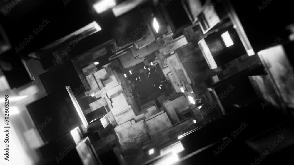 abstract sci-fi tunnel animation background, 4k vj seamless loop