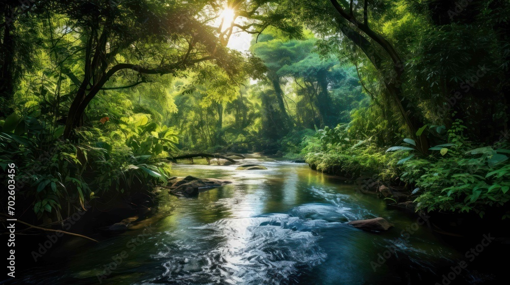 Fototapeta premium River Flowing Amidst Natural Beauty