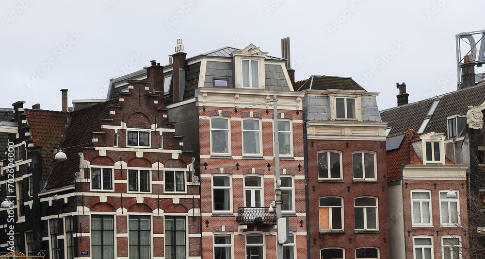 Amsterdam Amstel House Facades Close Up, Netherlands