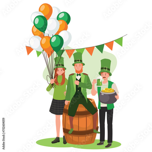 Happy People Celebrate St Patrick Day.  Irish Festival of Joy and Tradition