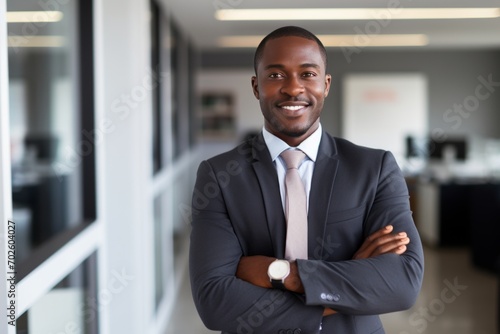 Approachable black businessman in modern office