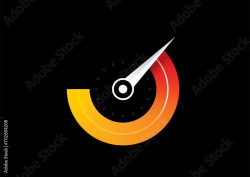 yellow-red indicator concept. speedometer for industry, automotive, racing, business