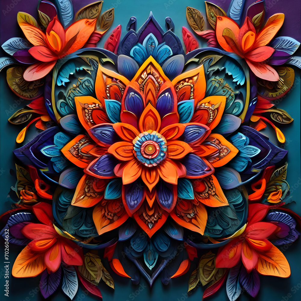 Different colorful flowers mandala theme Different colorful flowers mandala theme