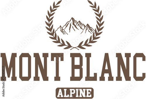 Mont Blanc Ski club Vector alpine luxury mountain adventure winter cosy sports Varsity College USA Trending Graphic Tee t-shirt logo slogan artwork typography tote badge emblem crest Fashion Apparel 