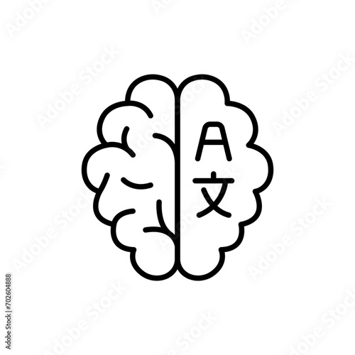 Brain translation outline icons, minimalist vector illustration ,simple transparent graphic element .Isolated on white background