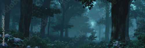 Misty forest with flowers © Fatemeh