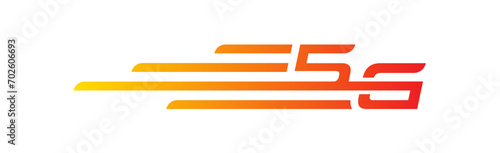 yellow-orange-red very fast 5G logo. fifth generation mobile internet. 5G logo for internet, mobile, technology world
