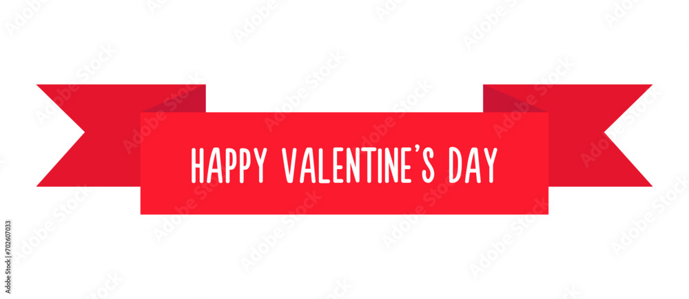 Happy Valentine s Day. Red decorative ribbon. Love greeting card, invitation template. Simple modern decoration element. Romantic icon. Flat design. White background. Isolated. Happy Valentine s Day. Red decorative ribbon. Love greeting card, invitation template. Simple modern decoration element. Romantic icon. Flat design. White background. Isolated.