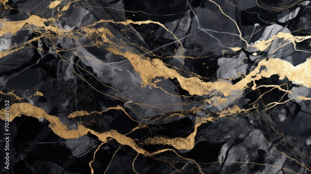Gold Marble Background with Black Veins