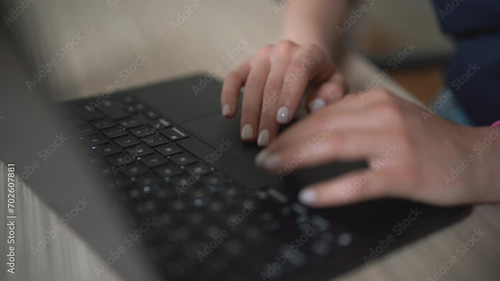 Woman's hands working with notebook. Female's fingers using laptop computer. Concept work online. Woman head of business. Woman's hands working with notebook. Female's fingers using laptop computer. Concept work online. Woman head of business.