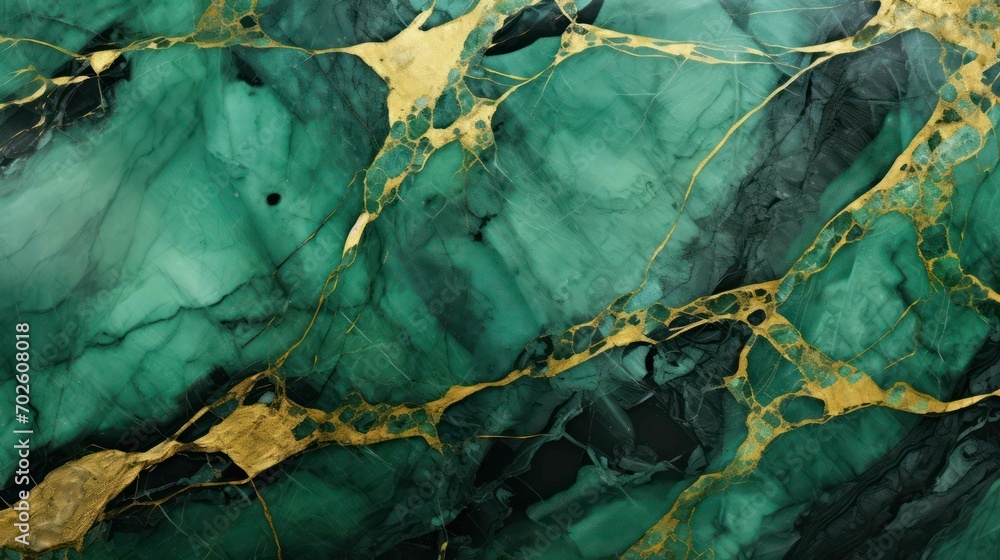 Elegant Emerald Green and Gold Marble Texture Background