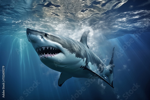 Majestic Great White Shark Underwater