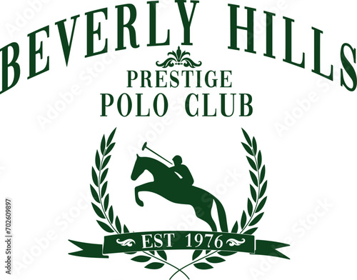  Polo Club Beverly Hills Varsity College colleigiate horses Golf retro vintage sport USA Trending Whreaf Graphic Tee t-shirt logo slogan graphic artwork  tote badge emblem crest Apparel Vector 