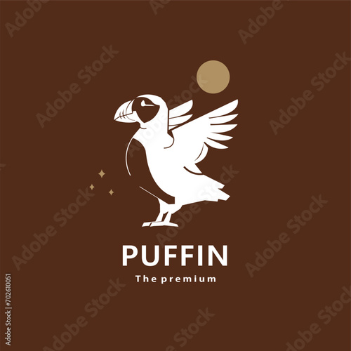 animal puffin natural logo vector icon silhouette retro hipster