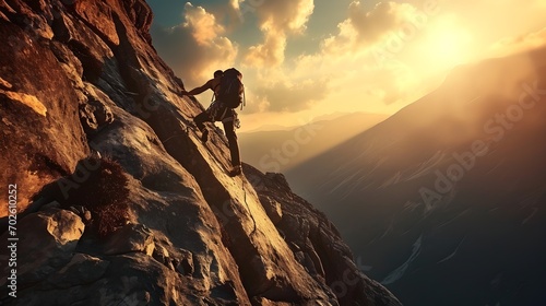 Steile Herausforderung: Der Bergsteiger auf dem Weg nach oben