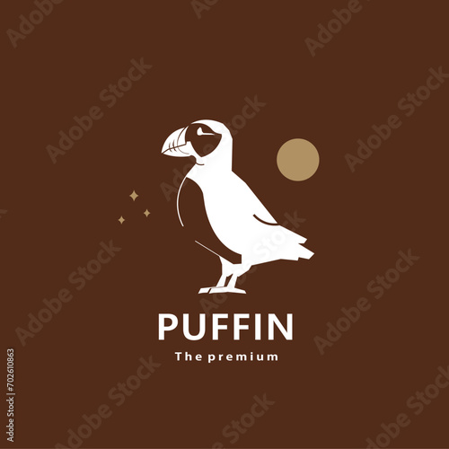 animal puffin natural logo vector icon silhouette retro hipster