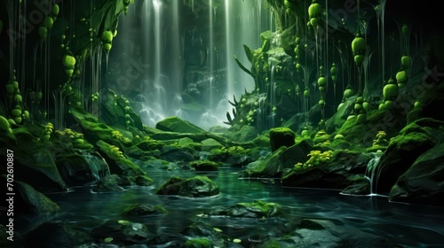 Liquid Emerald Waterfall in Paradise