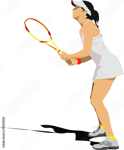 Tennis player. Colored Vector illustration for designers © Leo