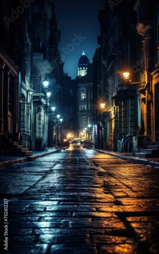 Image of a Quiet City Street at Night