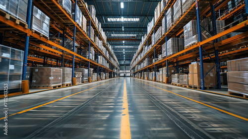 Warehouse and cargo shelf  logistics warehouse - Generative AI