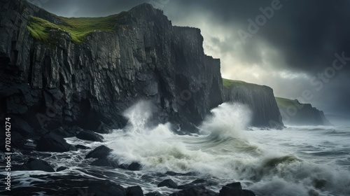 Picturesque Coastal Cliff with Rolling Sea Waves