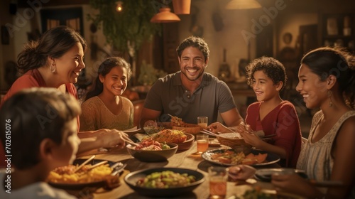 Delight in a Traditional Dish Hispanic Family Together