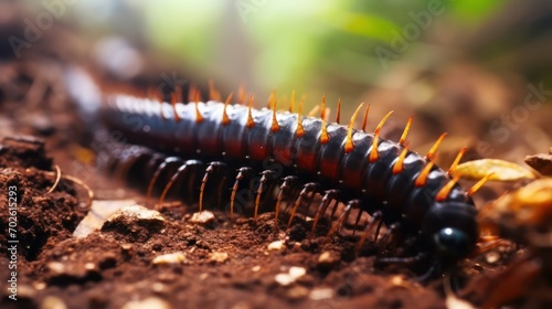 Camouflaged Centipede on the Earth © sitifatimah